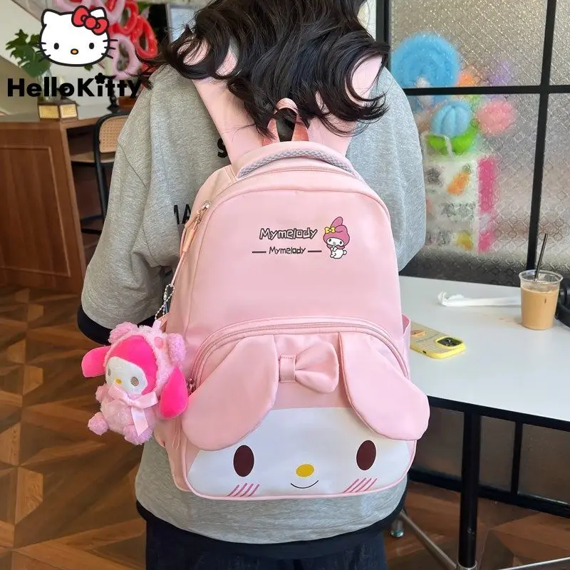 Sanrio Hello Kitty Cinnamoroll My Melody Kuromi Cute Shoulders Bag Cartoon Plush Pendant Soft Y2k Girl Fashion Commuter Backpack