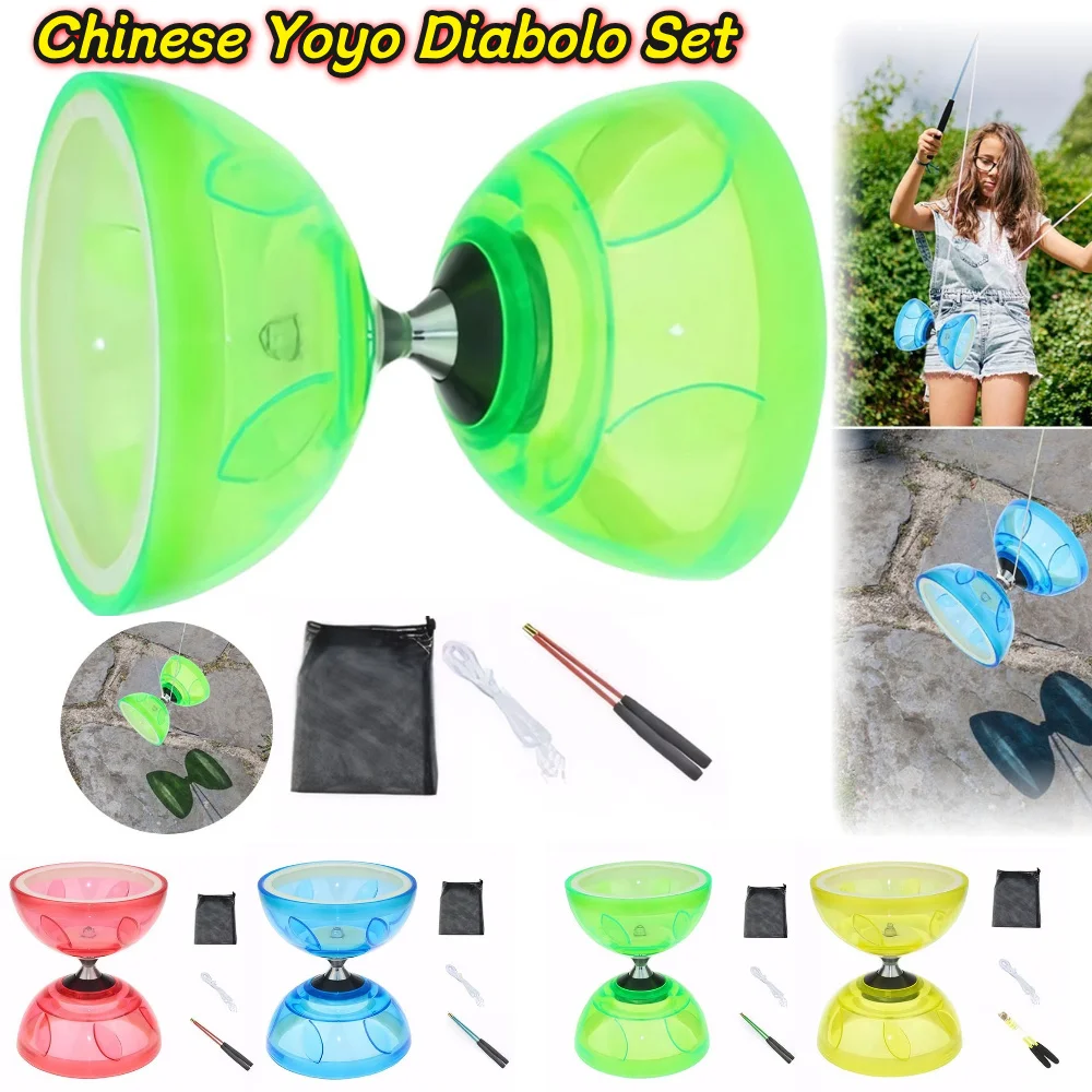Chinese Yoyo Diabolo Set with 2 Diabolo Sticks String and Net Bag Triple Bearing Diabolo Juggling Diabolo for Adults Kids