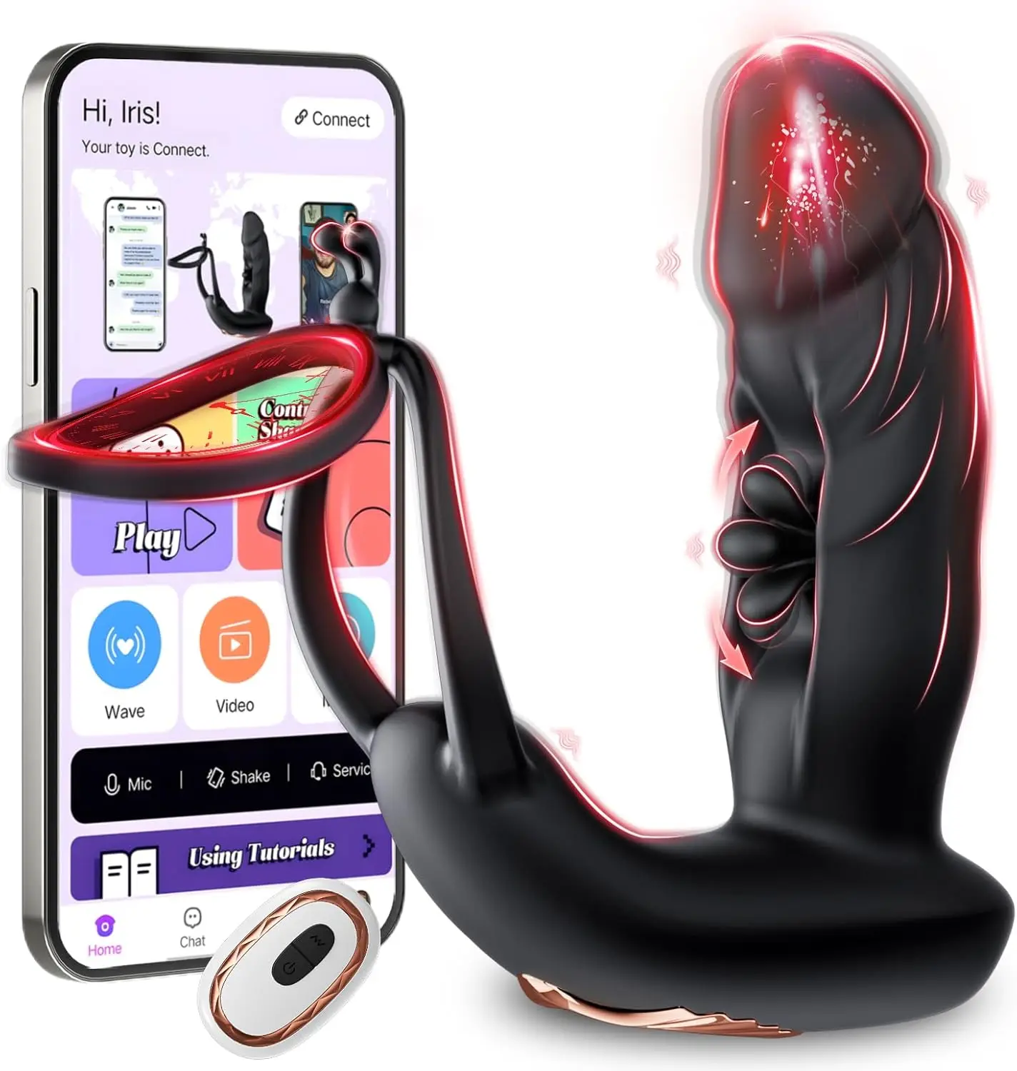 Vibromasseur de Massage de la Prostate - Sex toy pour hommes avec 10 balançoires de doigts et 10 modes de vibration, application et télécommande.