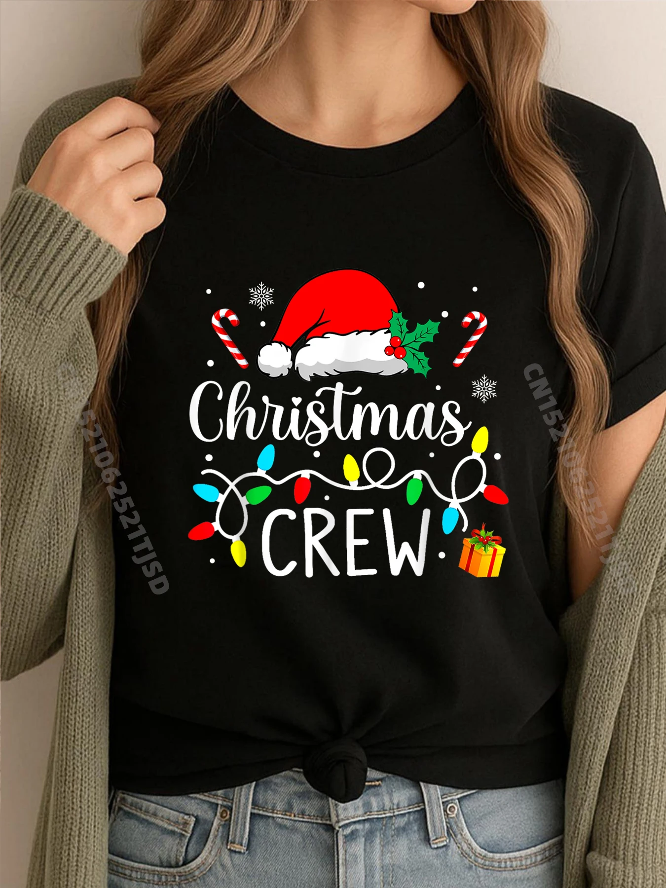 

Christmas Crew Xmas Lights Family Matching Pajamas Holiday Grahpic Tee Shirt T Shirt Homme Party
