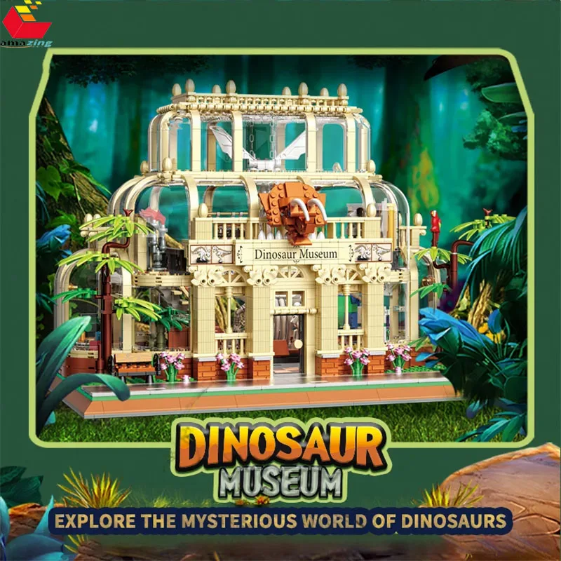 

2788PCS Dinosaur Museum Building Blocks Park Dinosaurs World Street View Model Bricks Desktop Display Christmas Gifts Kids Toys