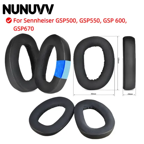 NUNUVV Replacement Earpads Cushion Muffs Headband For Sennheiser GSP670 GSP600 GSP550 GSP500 GSP 670 600 550 500 Headphones