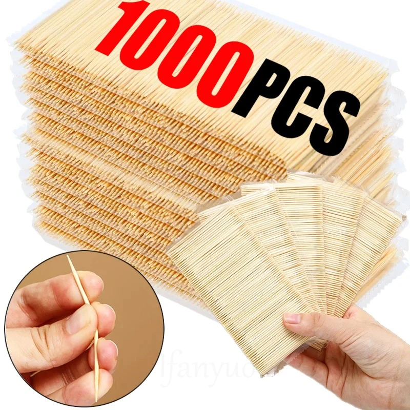 1000pcs Double-headed Bamboo Toothpicks Natural Bamboo Toothpicks For Home Kitchen Travel Daily Life Oral Wooden Tooth Pick Care