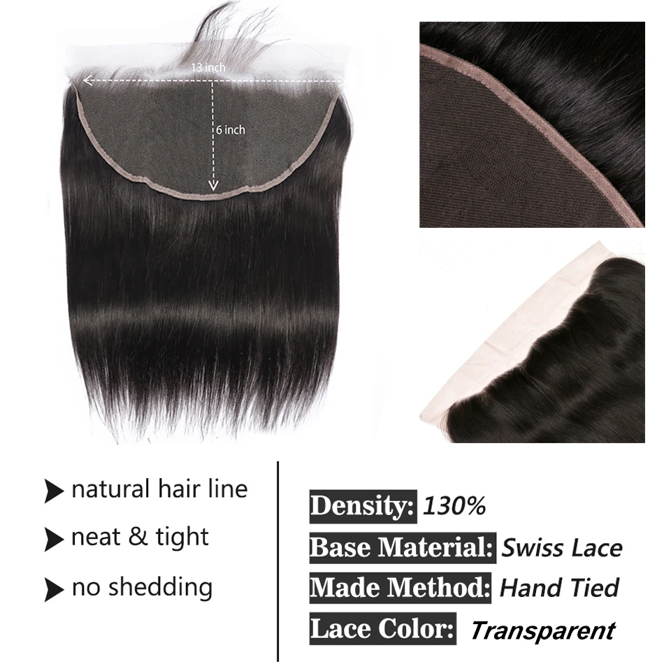 Straight 6×6 Closure Transparent Swiss 13x6 Lace Frontal Pre Plucked Ear to Ear Peruvian Human Hair For Black Women image 6