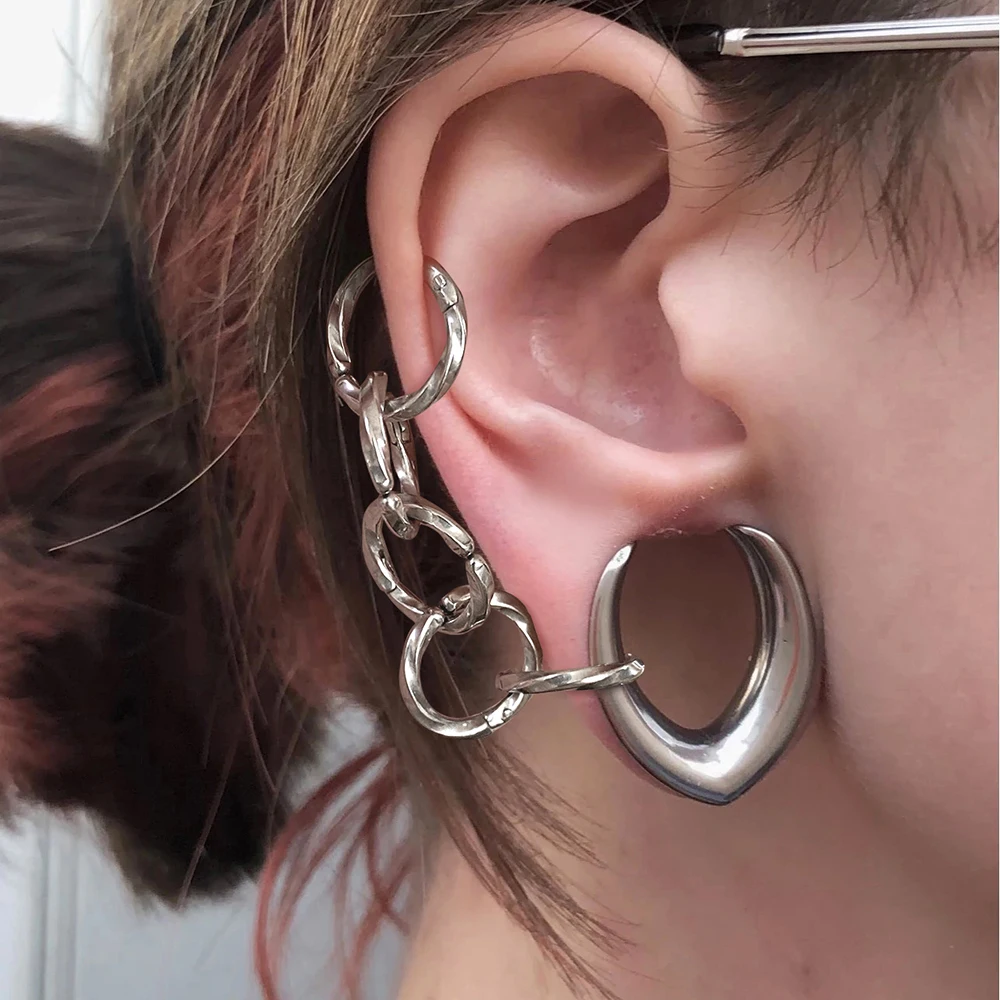 Twolobes Ear Cuff 316 Stainless Steel Ear Clip Earrings Fake Cartilage Piercing Women Men Jewelry Hypoallergenic — zdjęcie 7
