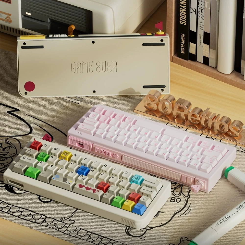 80Retros GB40 Pixel Limited Edition Mechanical Keyboard Customized Wireless Tri-mode VIAL Hot Swap for Game Accessories Gift