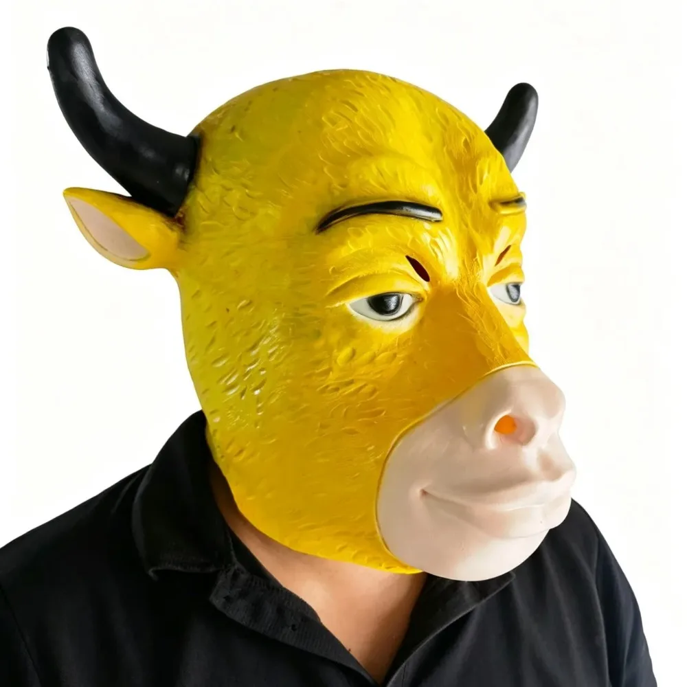 Niu Lai Mask Latex Head Cover Animal Cow Halloween Masquerade Party Cosplay Costume Props Accessories 5