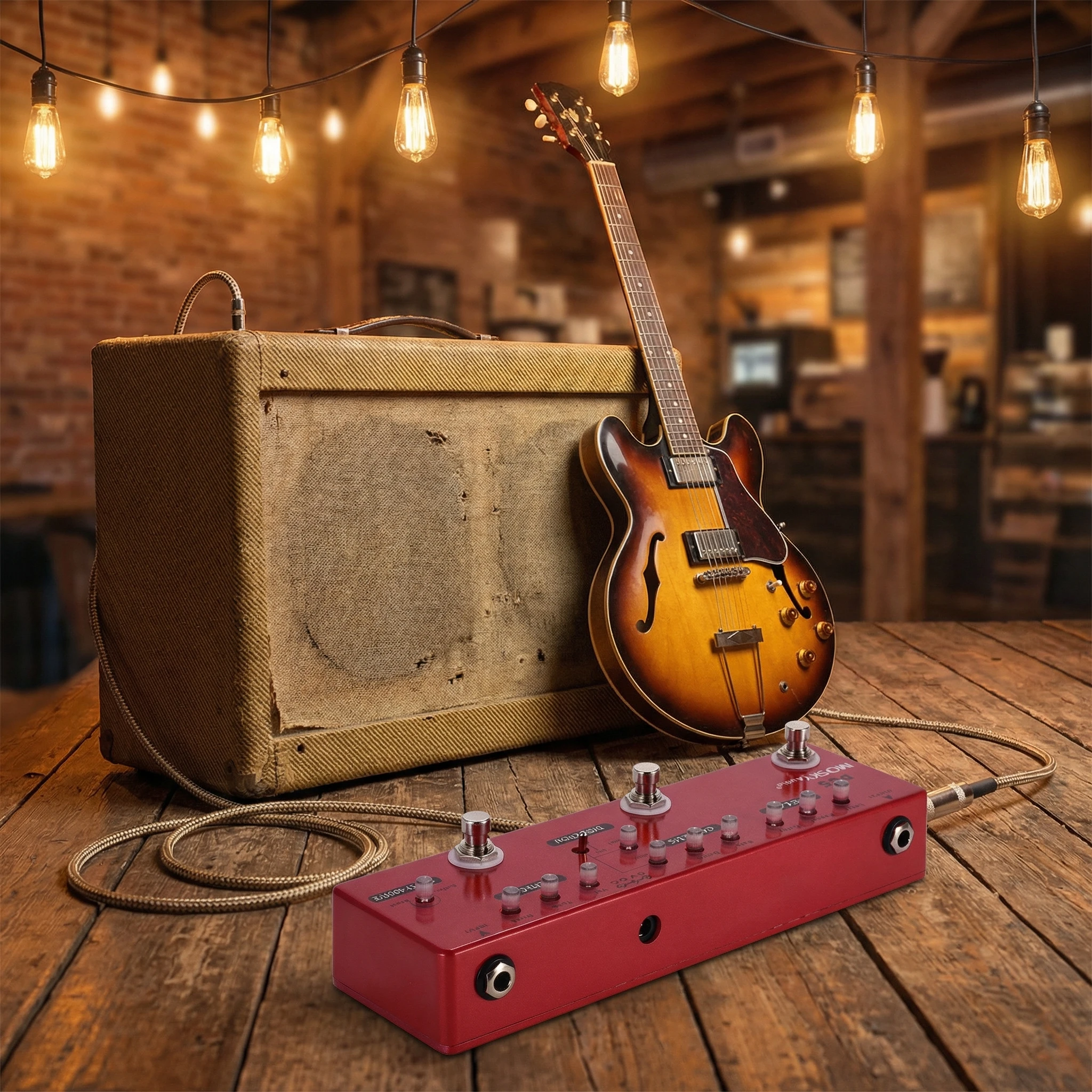 

MOSKYAUDIO DC5 6-в-1 Профессиональная гитарная педаль эффектов с функциями Delay, Chorus, Distortion, Overdrive, Booster, Buffer, True Bypass