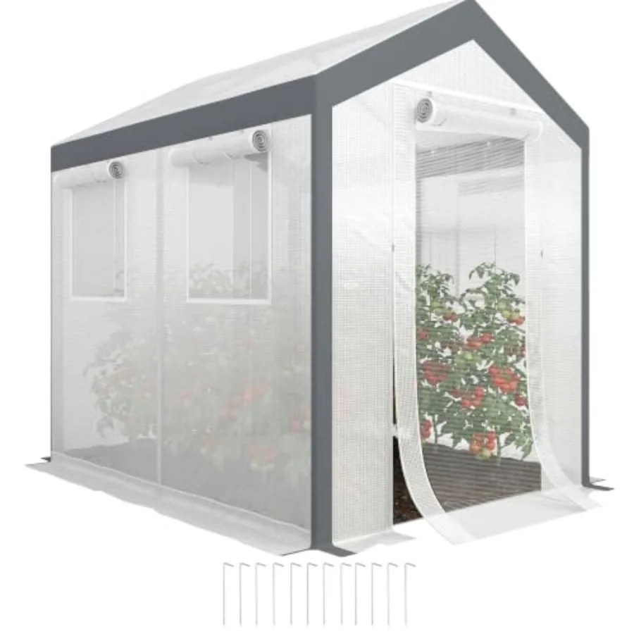 Walk-in Greenhouse for Outdoor Gardening Canopy, White PE Fabric, UV-Resistant Ventilated