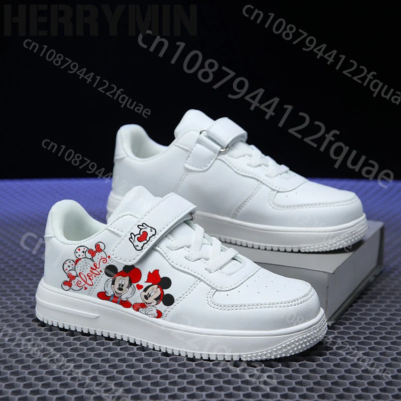 Nowe popularne buty z nadrukiem Myszki Miki i Minnie, białe, z motywem kreskówkowym, urocze buty dla rodziców i dzieci, chłopięce i dziewczęce buty codzienne.