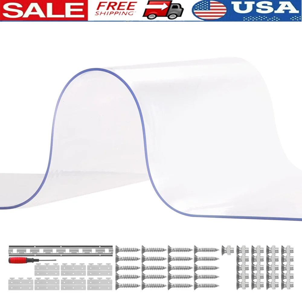 Cortina de tira de PVC 84H x 42W Durável Tampa de porta transparente Freezers Armazéns Proteção contra poeira de insetos Fácil instalação