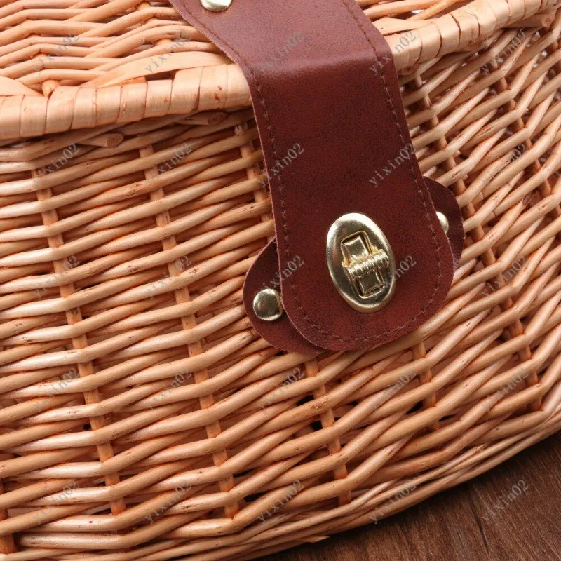 Natural Rattan Woven Fish Basket Wooden Storage for Angler Fishing Gear