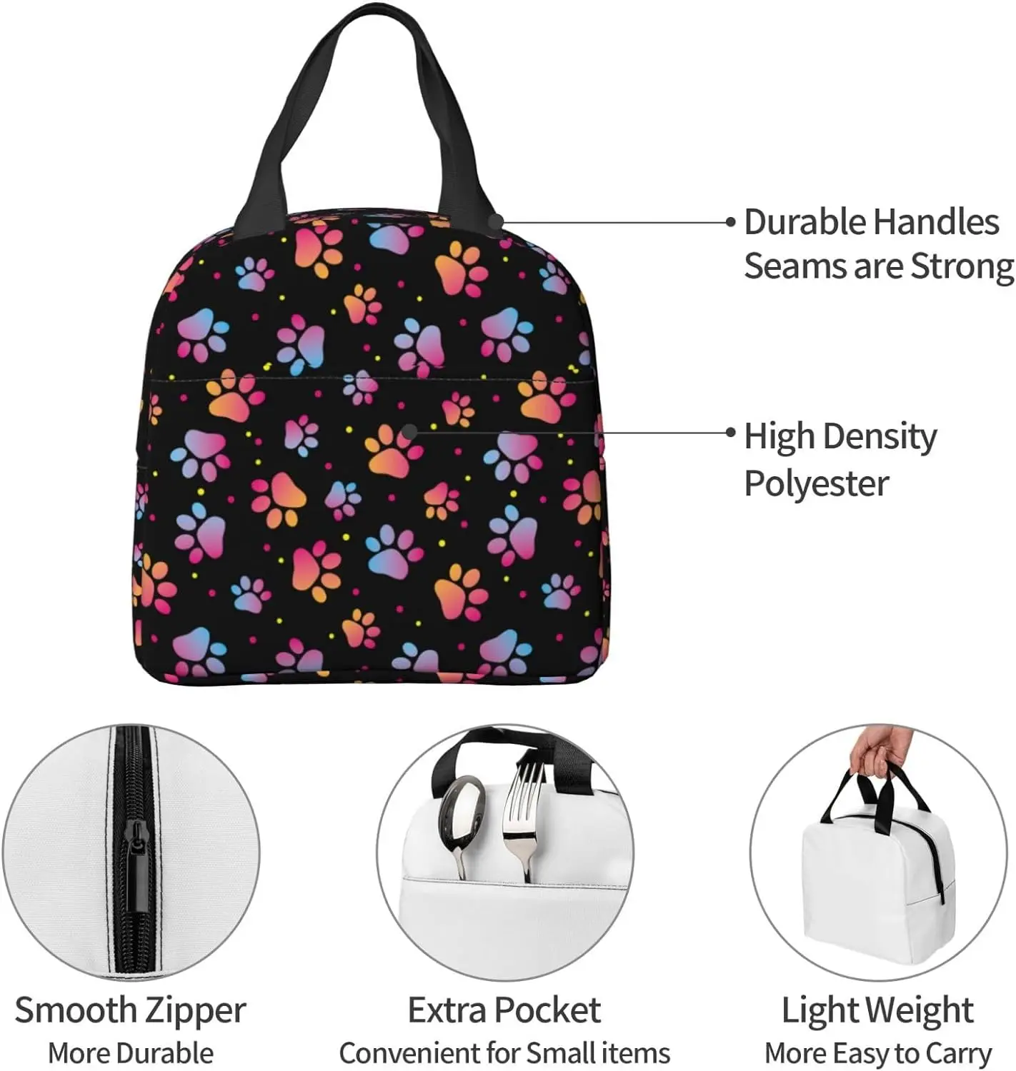 Fiambrera reutilizable con patas de animales para hombre y mujer, bolsa compacta para el almuerzo, contenedor para la escuela y el trabajo, 6l