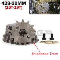 Front Engine Sprocket Chain Sprocket With Retainer Plate Locker 428# 20mm 10T-19T for ATV Quad Go Kart Motorcycle Buggy Scooter