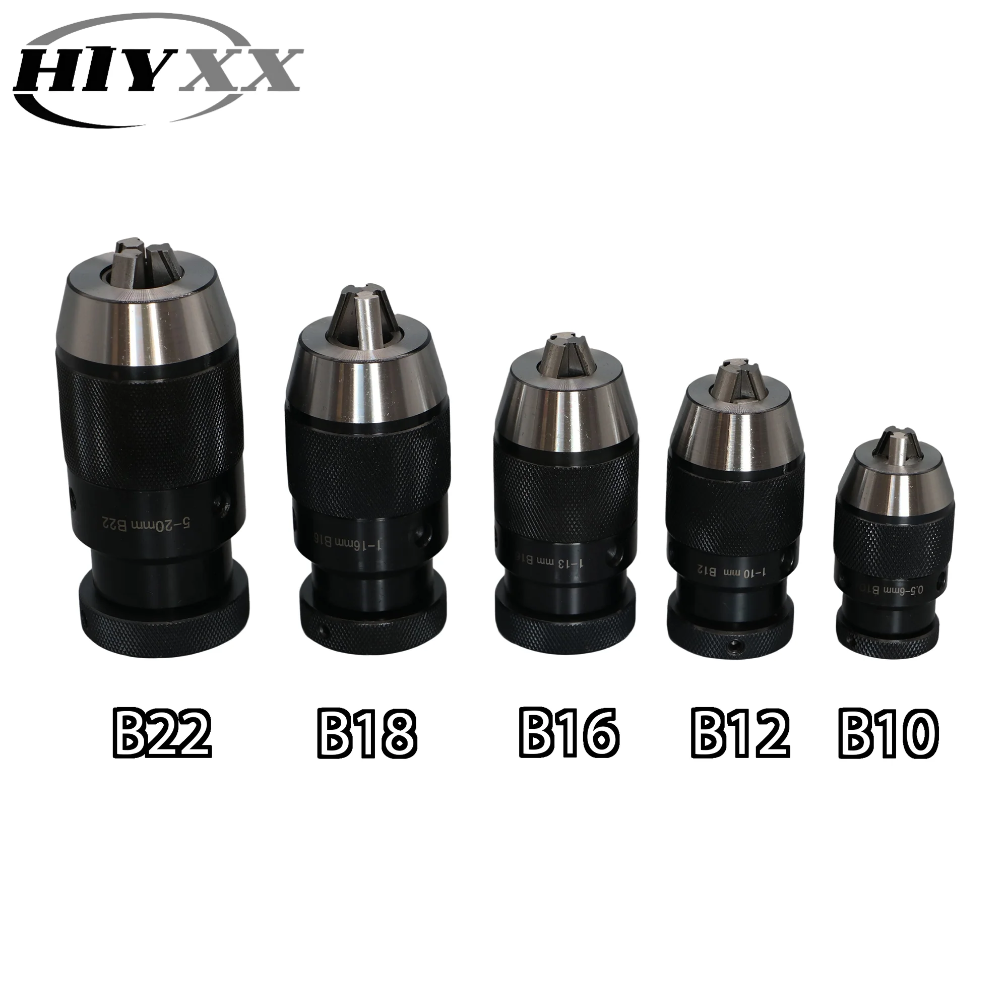 CNC Drill Chuck B10 B12 B16 B18 B22 Auto Keyless Self Tightening Drill Chuck Locking Clamp Range 0.5-6mm 1-10mm 1-13mm 1-16mm