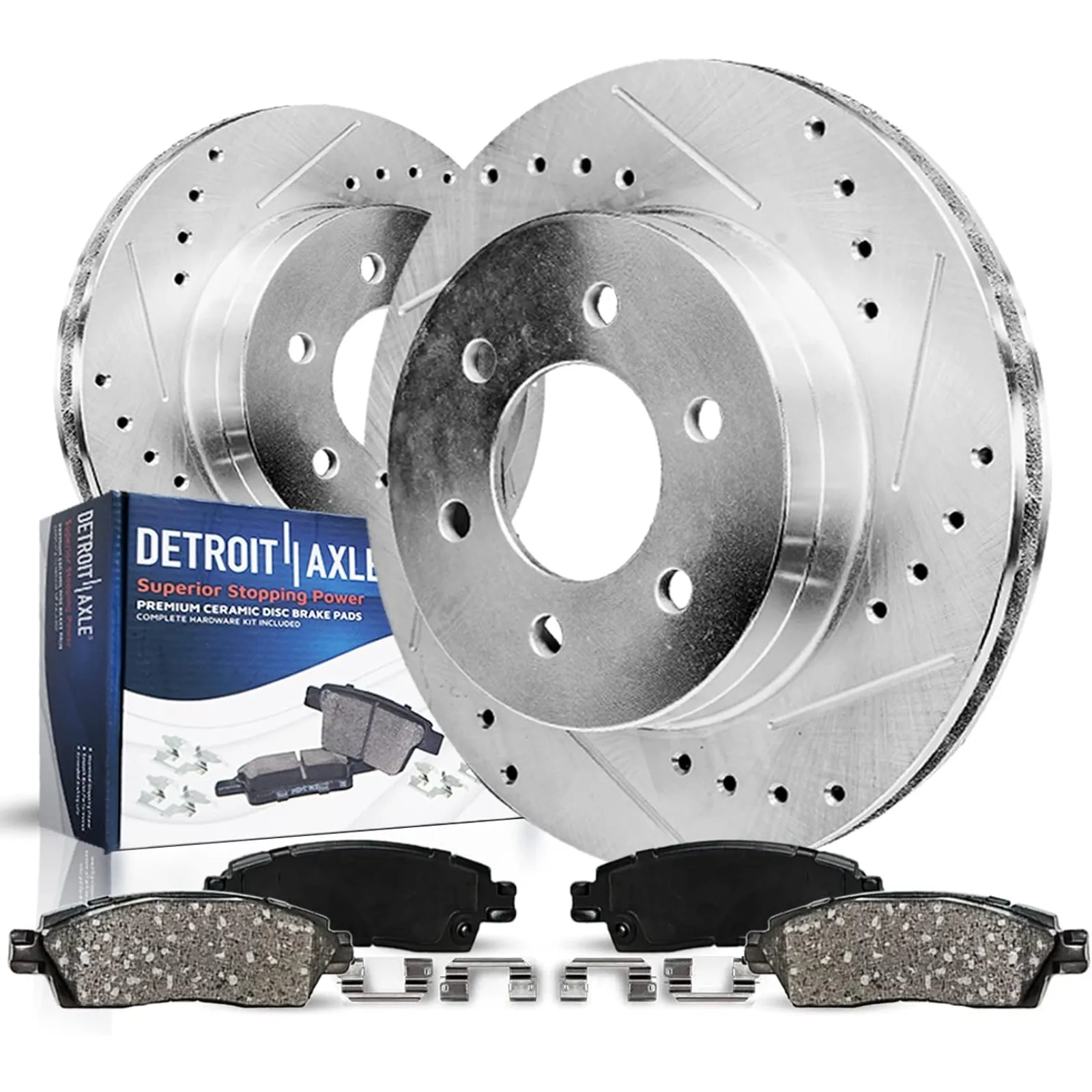 US Rear Brake Kit for Chevy Silverado Sierra 1500 Suburban Yukon XL Tahoe Escalade ESV Drilled & Slotted Brake Rotors Ceramic