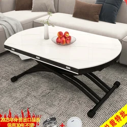 Rock slab multi-functional lifting coffee table, dining table dual-purpose round, modern simple small apartment folding tea tabl