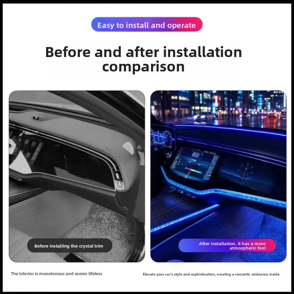 Kristall-Ambientelicht-Zierleiste Unter dem Bildschirm für Mercedes-Benz W214 E-Klasse E300L E260L 2024-2026 Innenausstattungs-Tuning-Teile 1/4 Stück – Detail 3