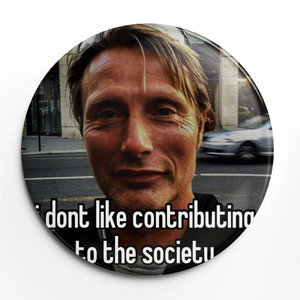 Mads Mikkelsen Hannibal Face Soft Button Lapel Anime Pin Brooch Jewelry Decoration Gift 58mm