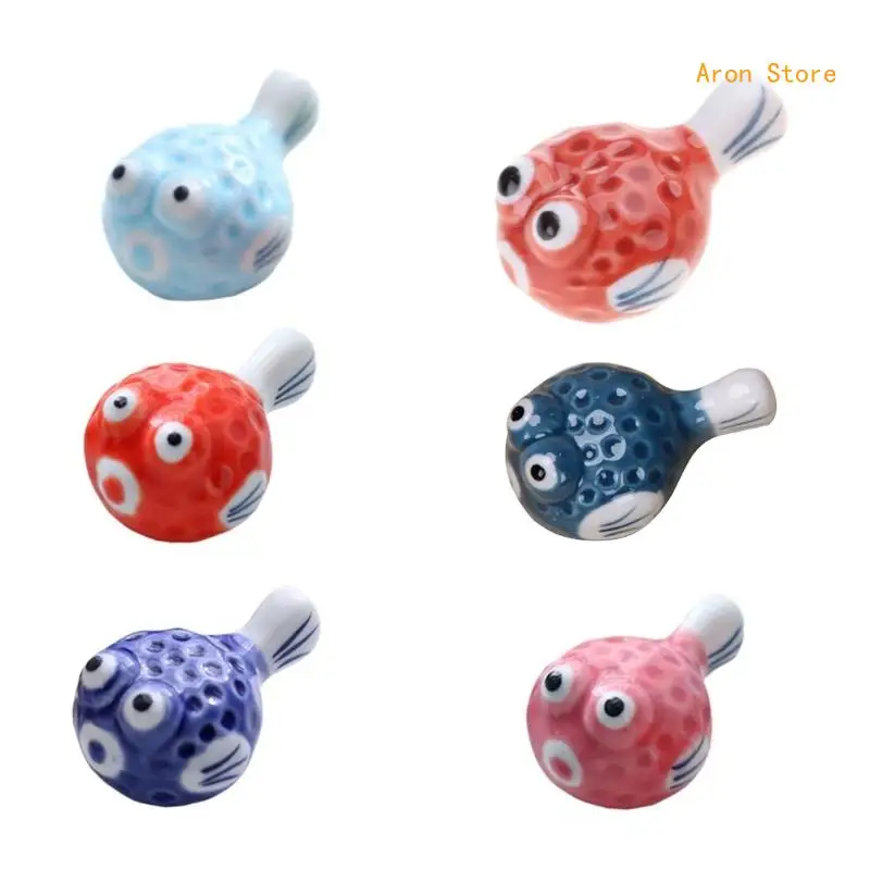 

Pack of 6 Ceramic Chopstick Holders Pufferfish Spoon Fork Stand for Table H3CF