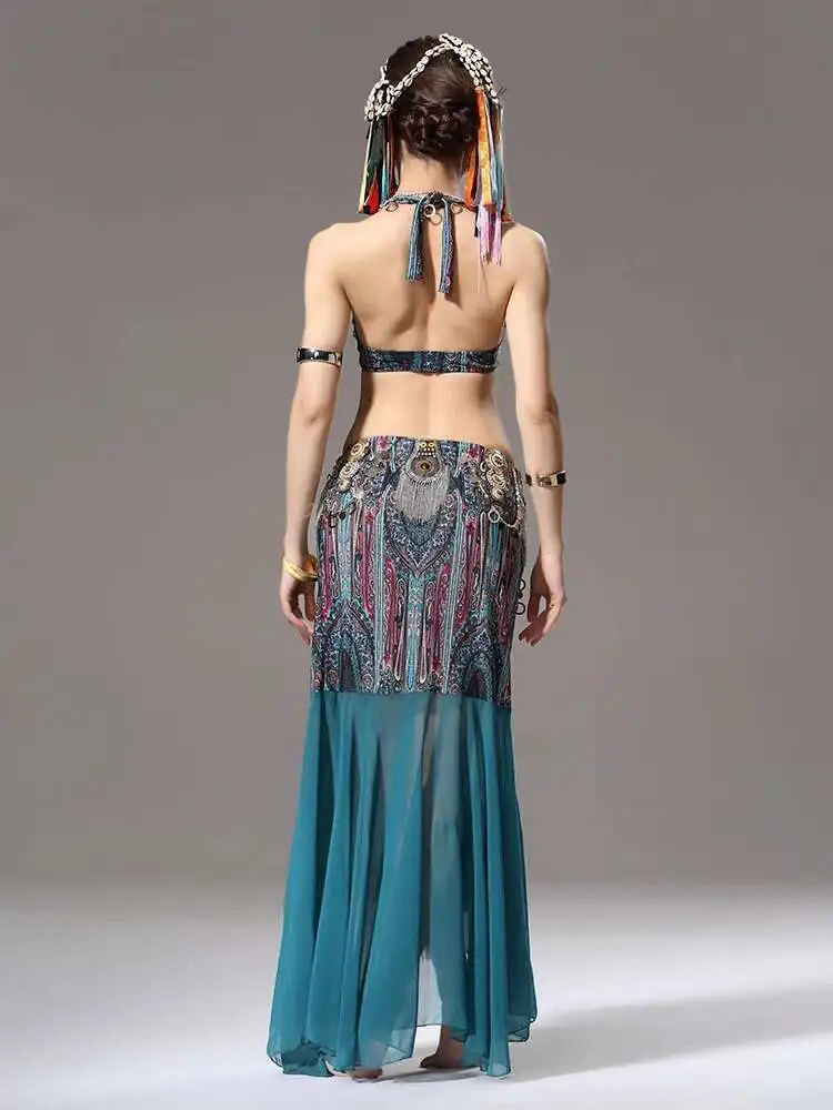 Vestido de actuación de danza del vientre de gama alta, estilo Tribal, conjunto de escenario de estilo exótico ATS, traje de danza india, traje del vientre de alta costura