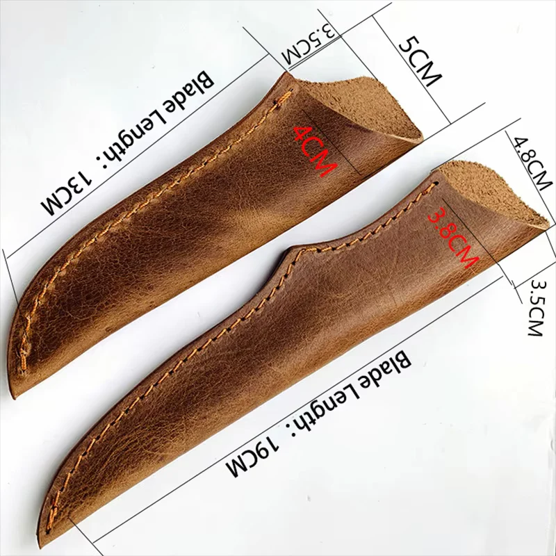 2 Sizes Small Straight Knife Cowhide Leather Sheath Scabbard Case Cover Universal Fruit Kitchen Chief Slicing Knives Pants Pouch