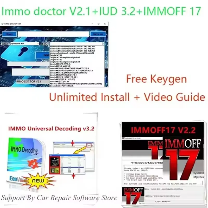 Immo Doctor v2.1+ IMMOFF 17 + IMMO Universal Decoding 3.2 مع تركيب Keygen غير محدود مجاني + دليل فيديو + برنامج إصلاح السيارات