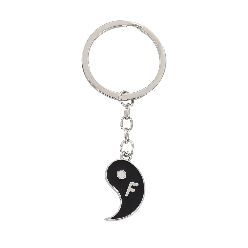 Black and White Yin Yang Tai Chi Keychain Bag Pendant Key Ring for Best Friend Couple Matching Sets Women Men Key Chain Gift image 4