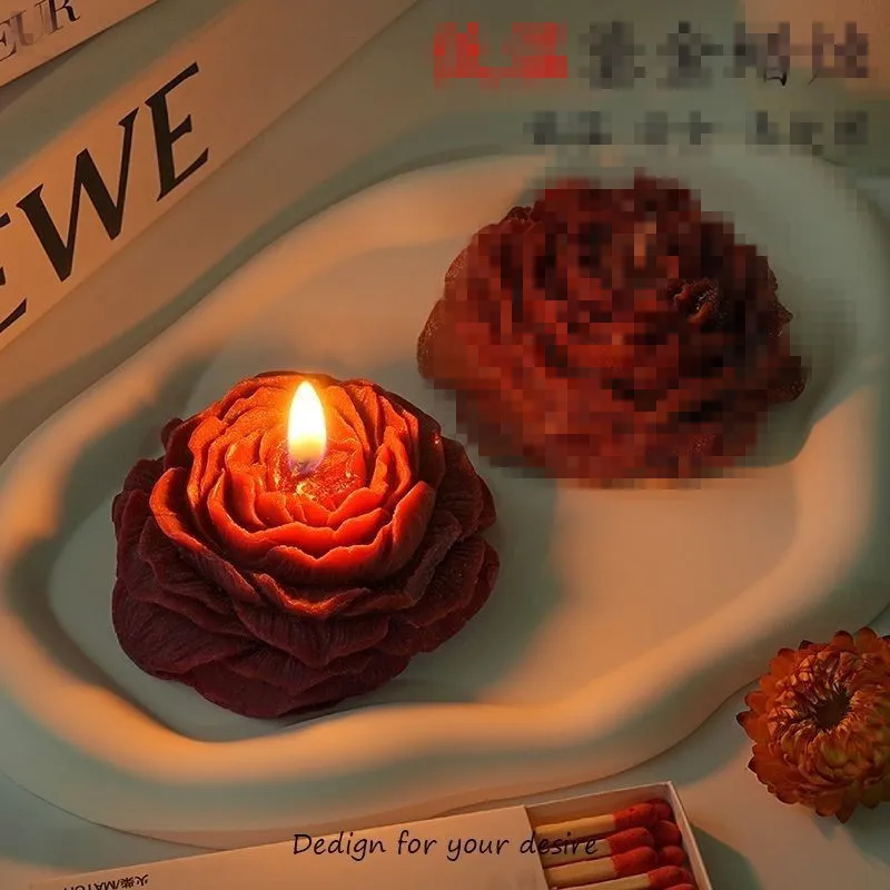 4PCS Romantic Valentine's Day Gifts Rose Peony Styles Aromatherapy Candle For Holiday