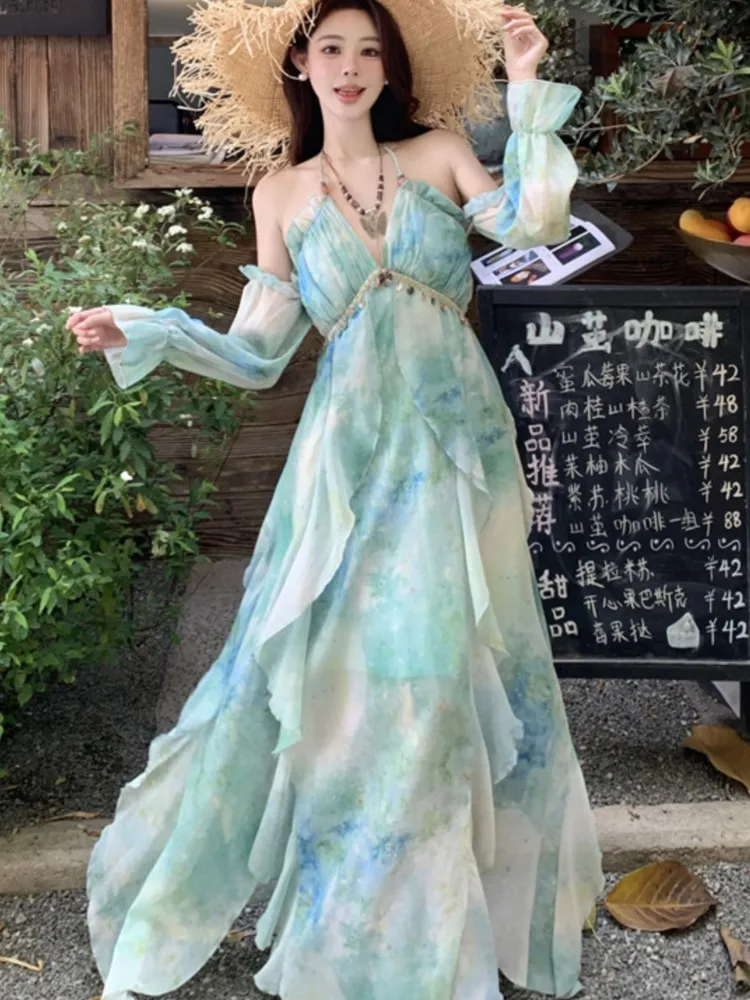 Seaside Holiday Irregular Sling Beach Long Dress 2025 Smudge Design Print Dresses Off-shoulder Sexy Dress Women Summer Vestidos - AliExpress 200000345 Seaside Holiday Irregular Sling Beach Long Dress 2025 Smudge Design Print Dresses Off-shoulder Sexy Dress Women Summer Vestidos - AliExpress 200000345