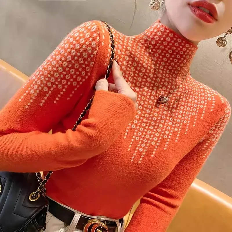 Women Jumpers Spring Autumn Long Sleeve Basic Sweaters Chic Casual Slim Knitted Tops Fashion Commuting Soft Knitwear