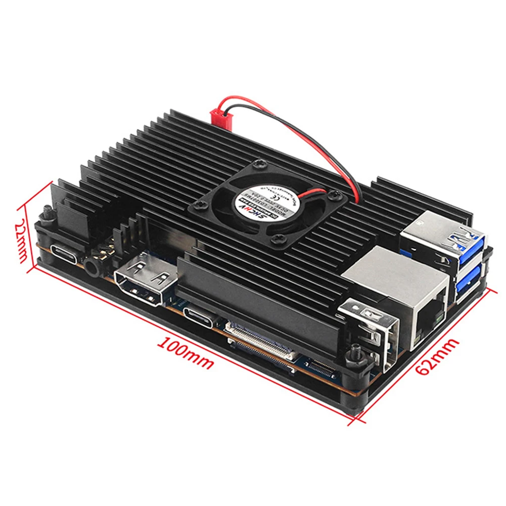 

Aluminum Alloy CPU Heat Sink Enclosure Case with Fan CPU Heat Sink Protective Cover Replacement Equipment for Orange Pi 5