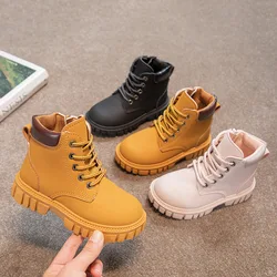 Children Leather Boots Girls Fashion Autumn Casual Ankle Boots Waterproof Non-slip Kids Boys Winter Outdoor Short Riding Boots