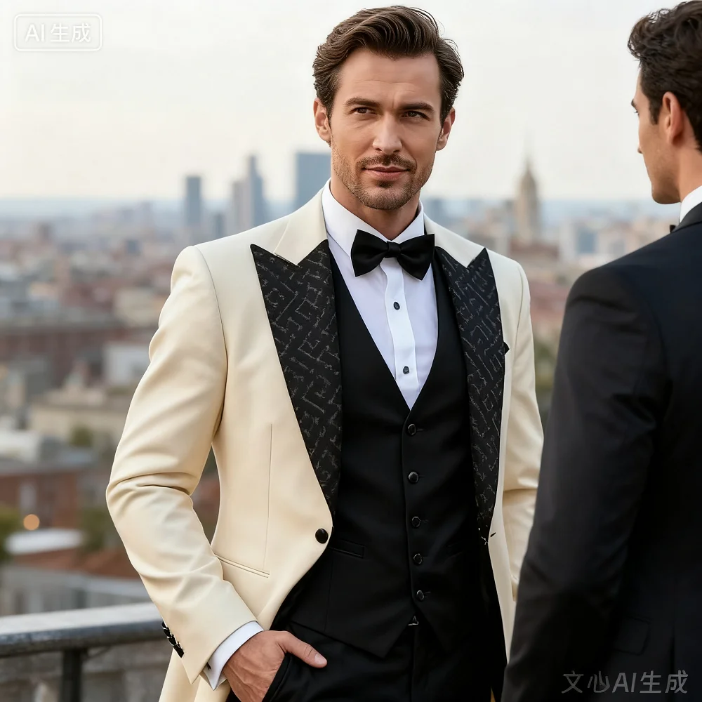 

Men's Green And Black Formal Terno Set of 3 Pieces Blazer Wedding Groomsmen Suit Ideal for Wedding Ceremony And Dance