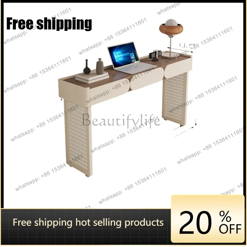 Horizontal hall sofa back long table solid wood removable medieval cream wind bedroom bedside table