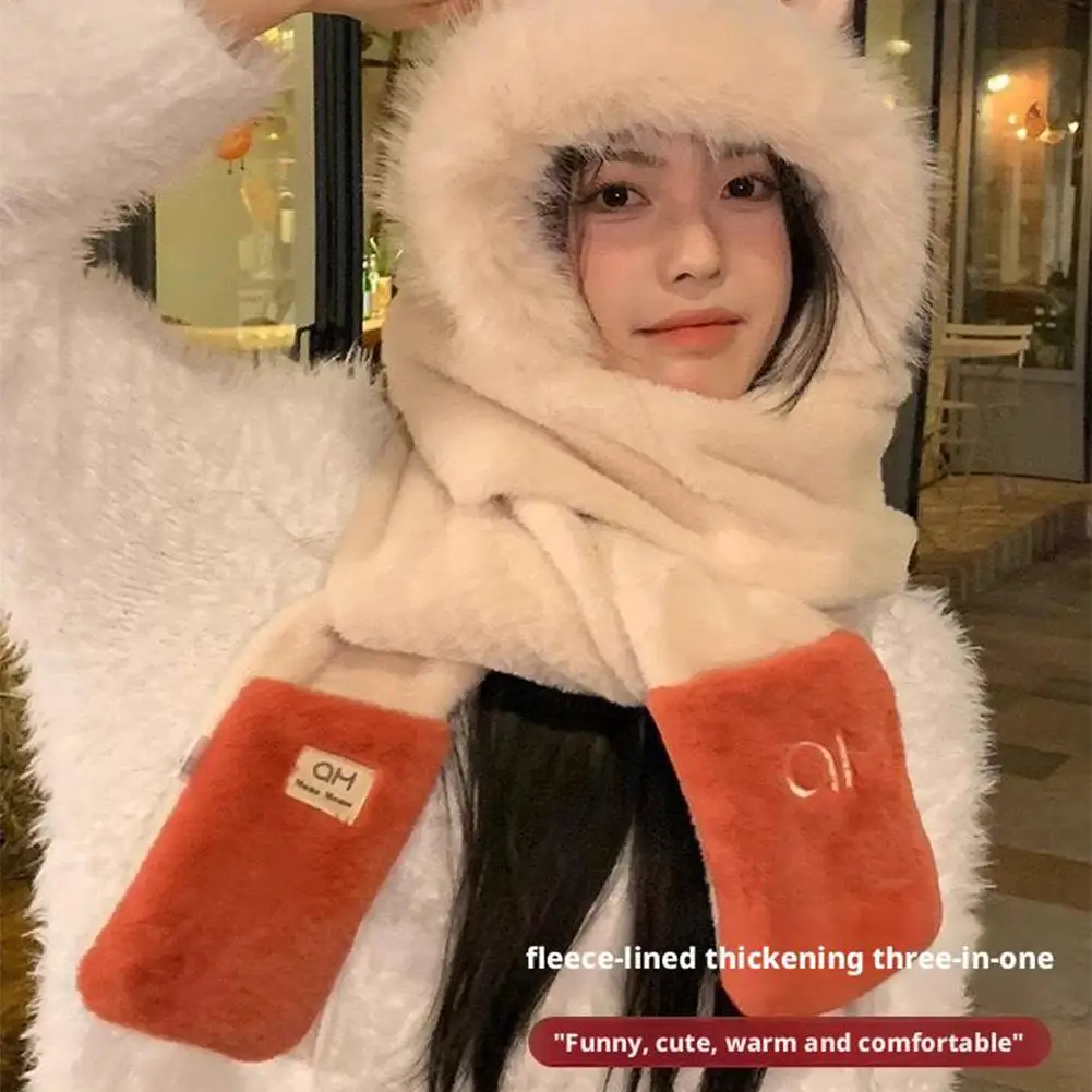 الحلو لطيف وشاح قبعة قفاز للنساء عارضة سميكة فروي وشاح قبعة مجموعة دفئا سدادات حماية الأذن ركوب الدراجات قفازات الرقبة أدفأ #5