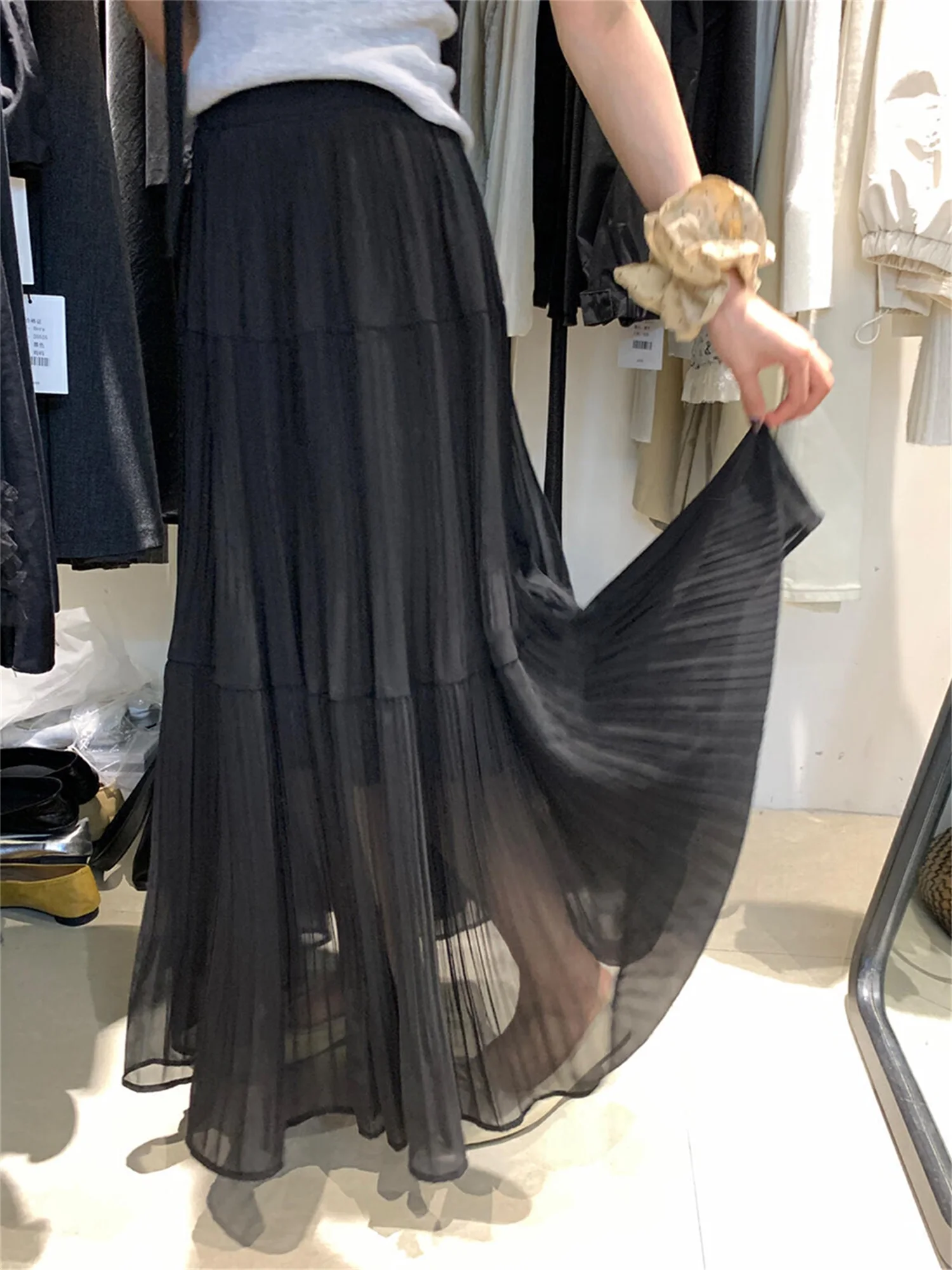 Gonna lunga leggera da donna con elastico in vita e stampa Boho per le vacanze, picnic, attività all'aperto