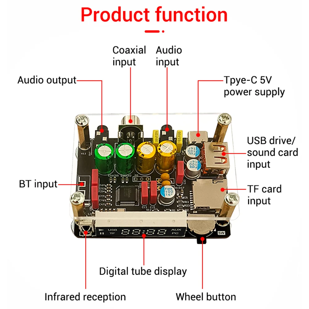 Bluetooth DSP Tuning Adapter bezprzewodowy Audio DAC USB płyta dekodera BP1048B2 MP3 WAV WMA dla wzmacniacza