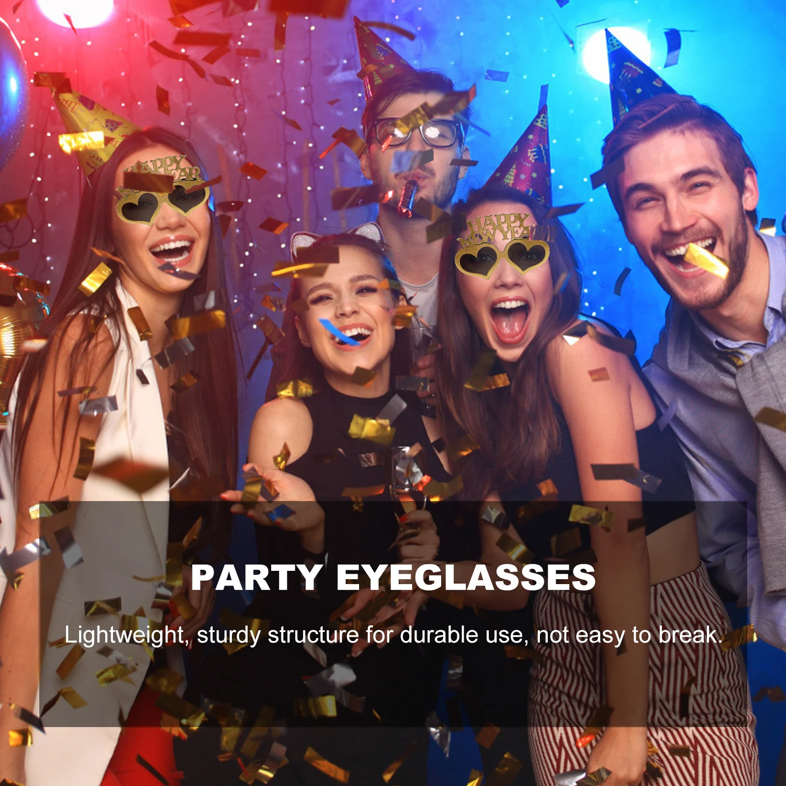 

3Pcs Atmosphere Glasses Perfect Party Decor and Photo Prop Set Stylish New Year Eyeglasses for Social Events Attention Grabbing