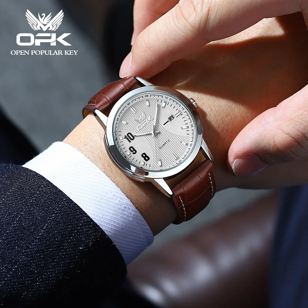 OPK 브랜드 남성용 시계 캐주얼 패션 야간 조명 쿼츠 시계 남성용 6021