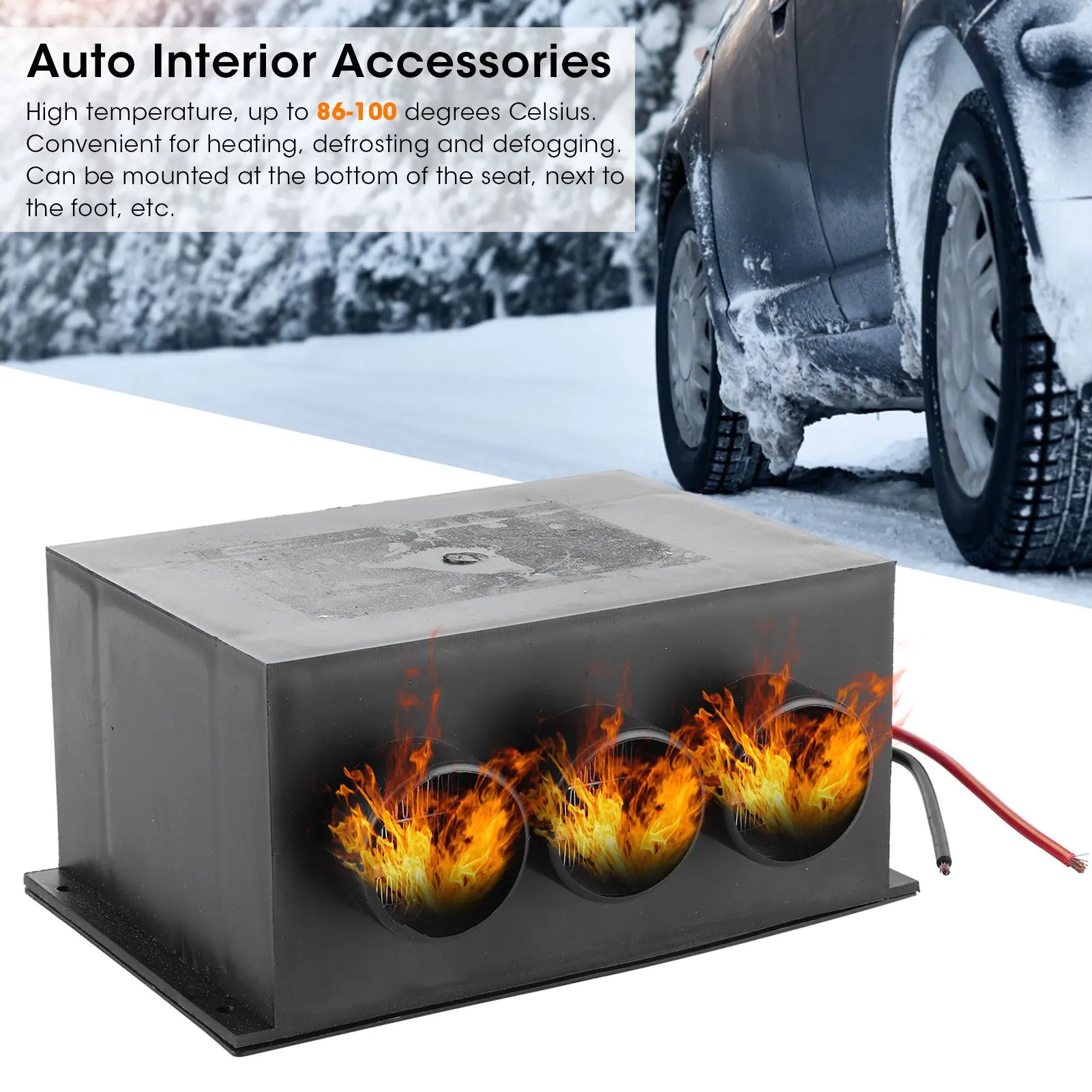 12V Car Heater 3 Hole Portable Winter Heating Warmer Windshield Defroster Fog Removing