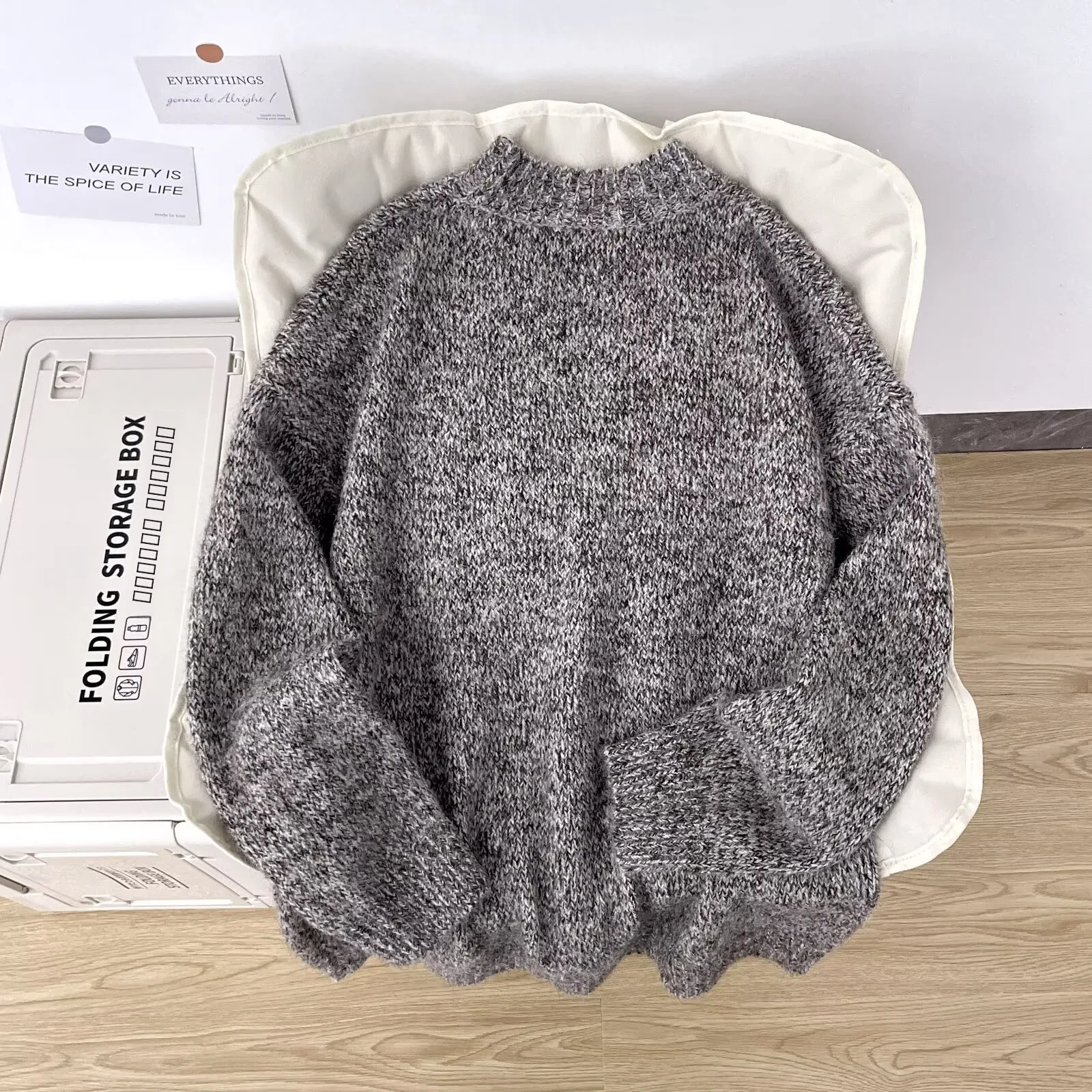 

Men's Loose Fit ort Batwing Sweatirt round Ne Color Korean Sle Winter Outerwear Polyester Fiber Casual Top