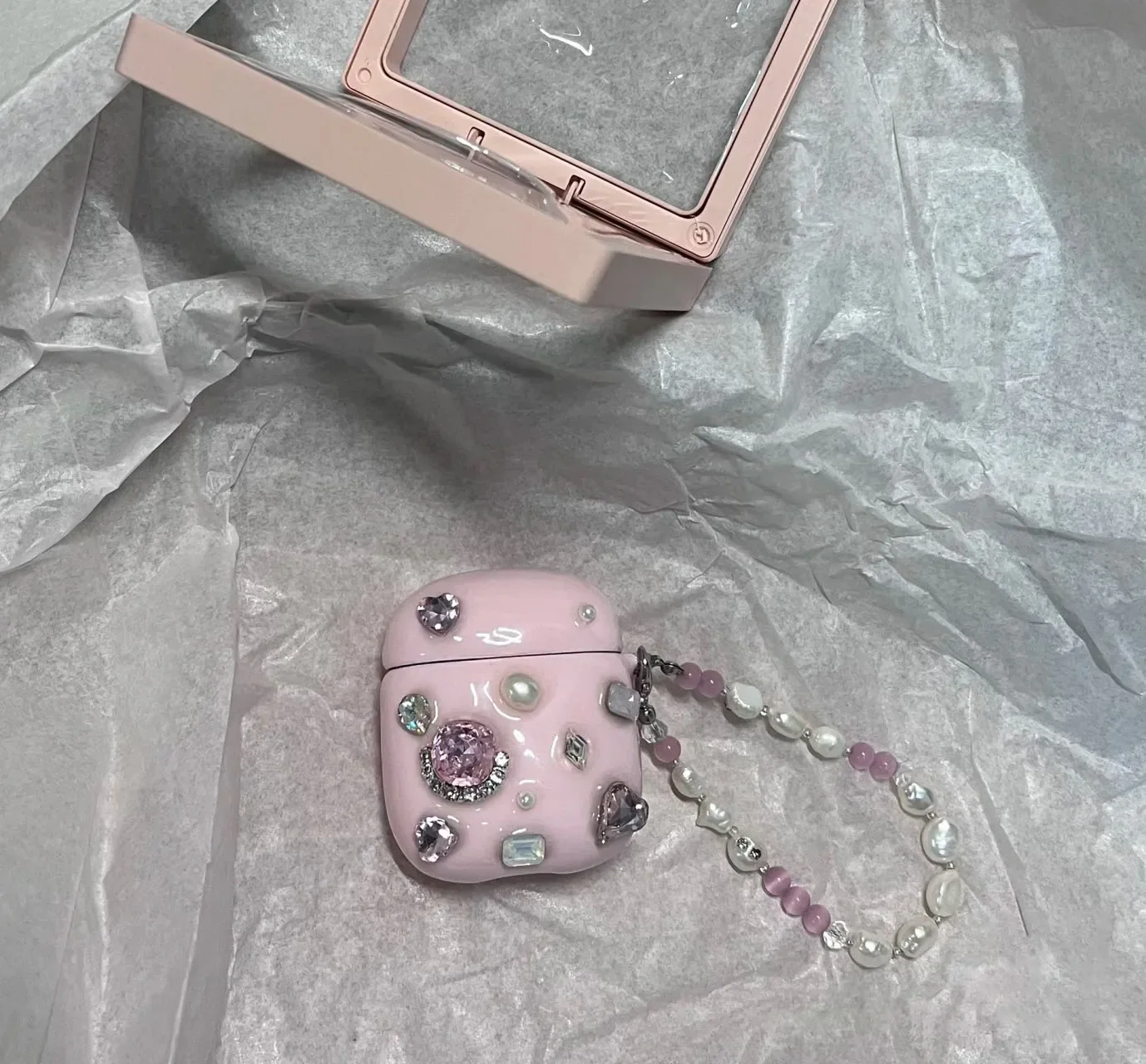 

Hand Made Luxury Case for Apple AirPods Pro 1 2 3 Protective Case With Pearl Fritillaria Headphone Hard Cover Keychain Bracelet