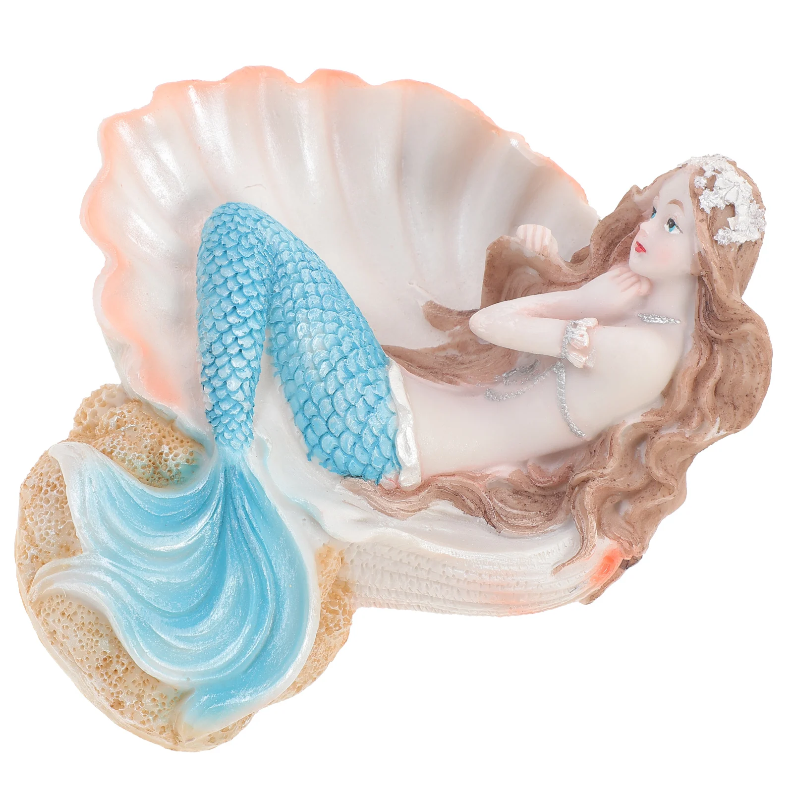 

1pcs Resin Mermaid Statue Figurine Desktop Decoration Fish Tank Decor Home Ornament Mini Model Small Decoration Waterproof Craft