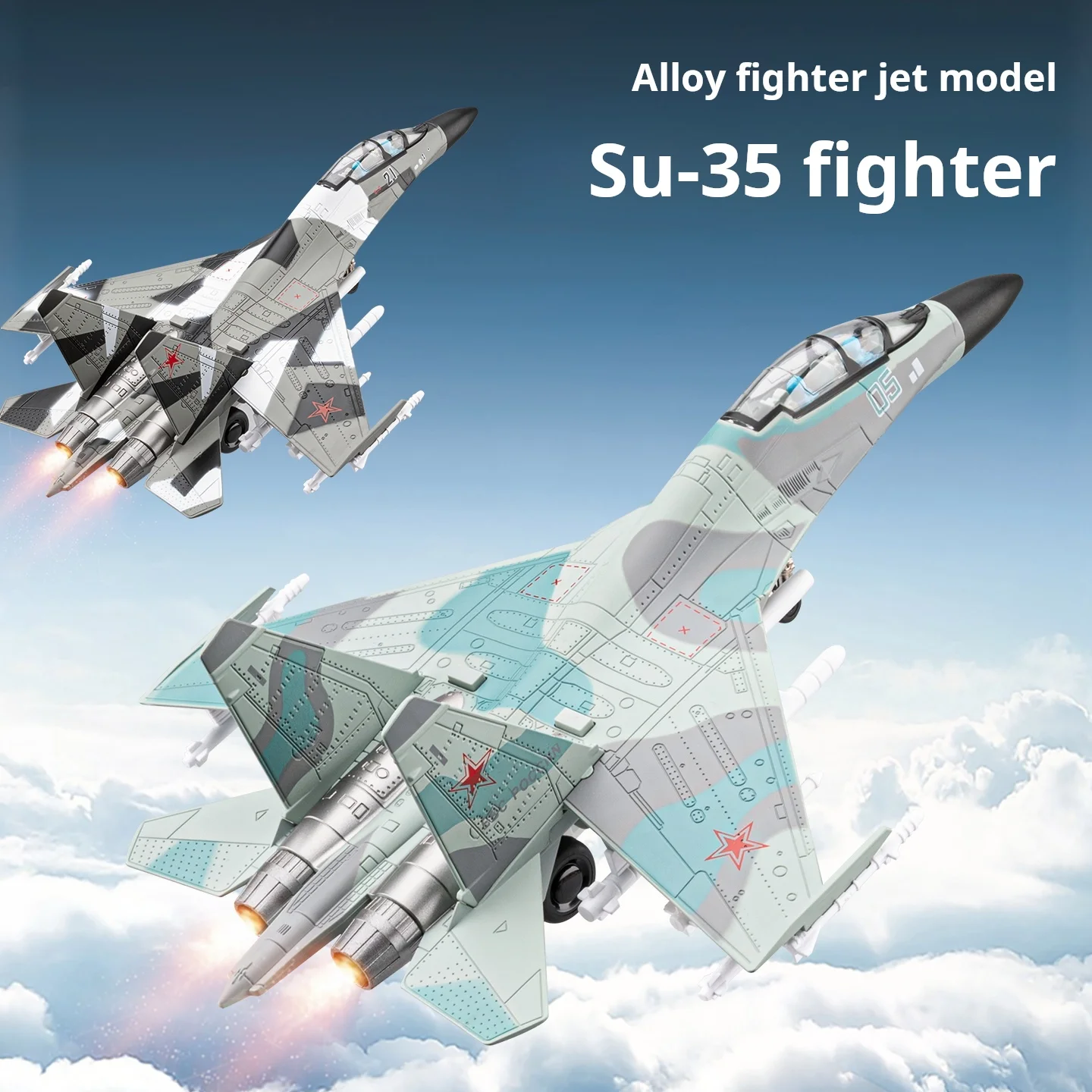 

Exquisite Su-35 Aircraft Model Simulation Alloy Aviation Fighter Jet Airplane Pull Back Collectible Ornament Desktop Decoration