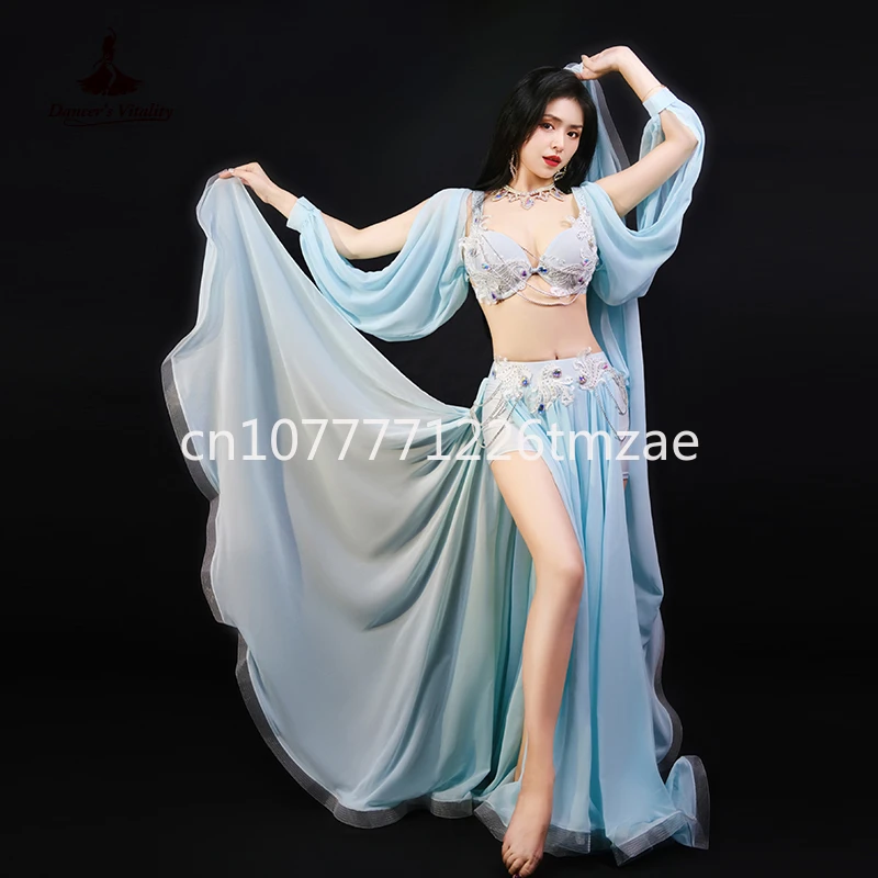 Oriental Dance Suit Bra Long Sleeve 3 Pieces Customized Adult Belly Dance Pop Songs Suit