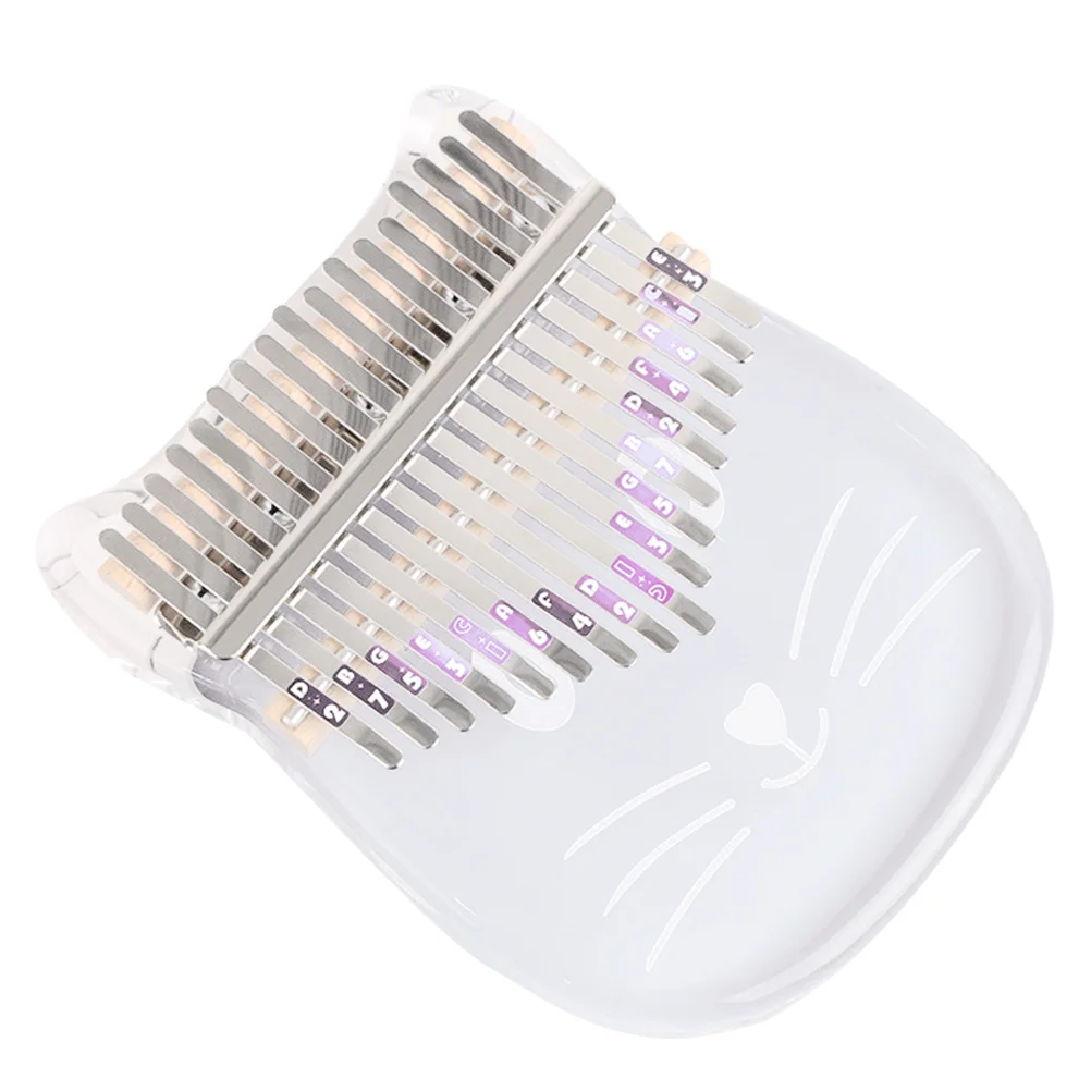 

17 Keys Crystal Thumb Piano Transparent Cat Shape Kalimba Finger Instrument for Adults Portable Music Therapy Relaxation