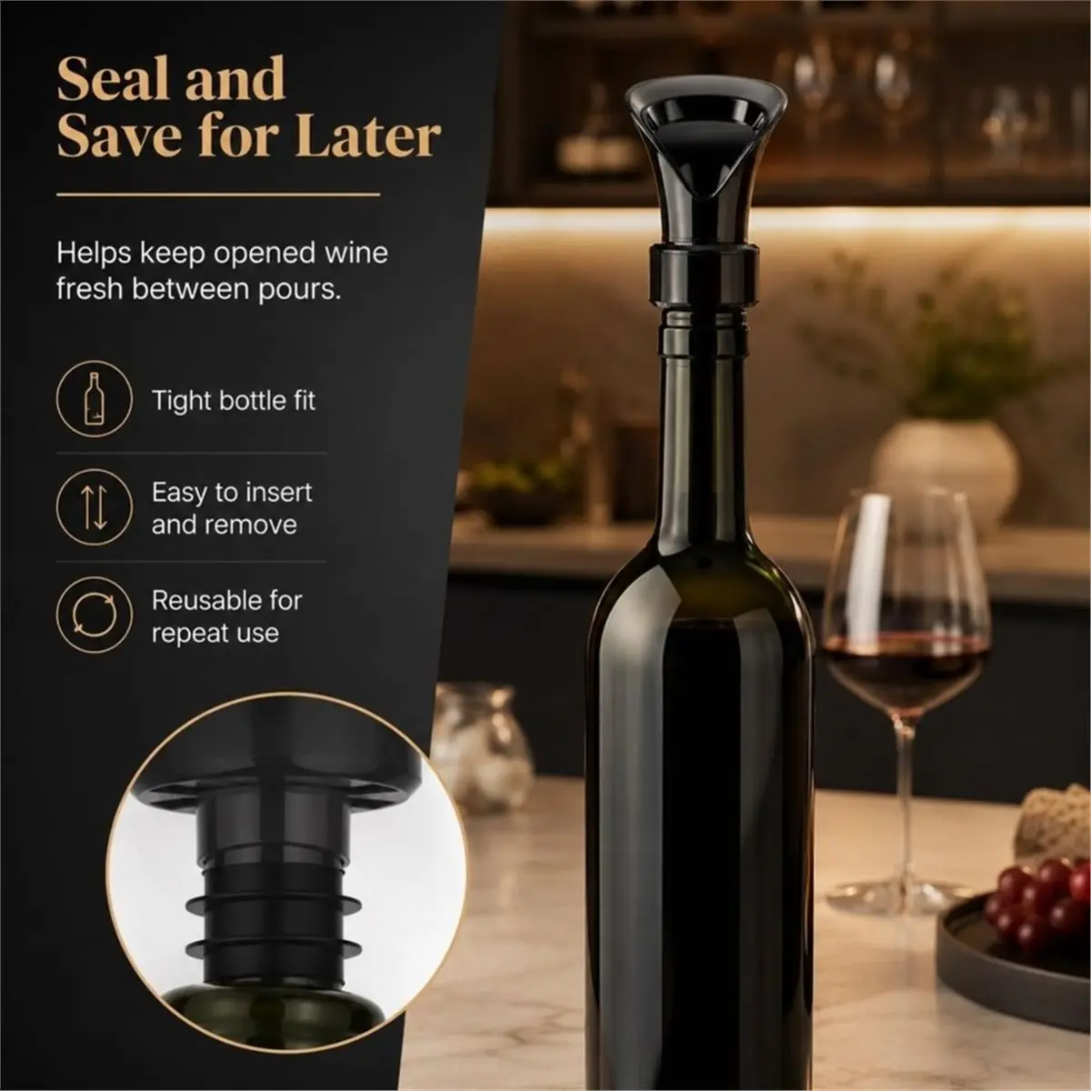 2-in-1 Petal Wine Cork with Vacuum Pump & Sealer, Wine Saver,Petal-Shaped Leakproof Reusable Wine Corks