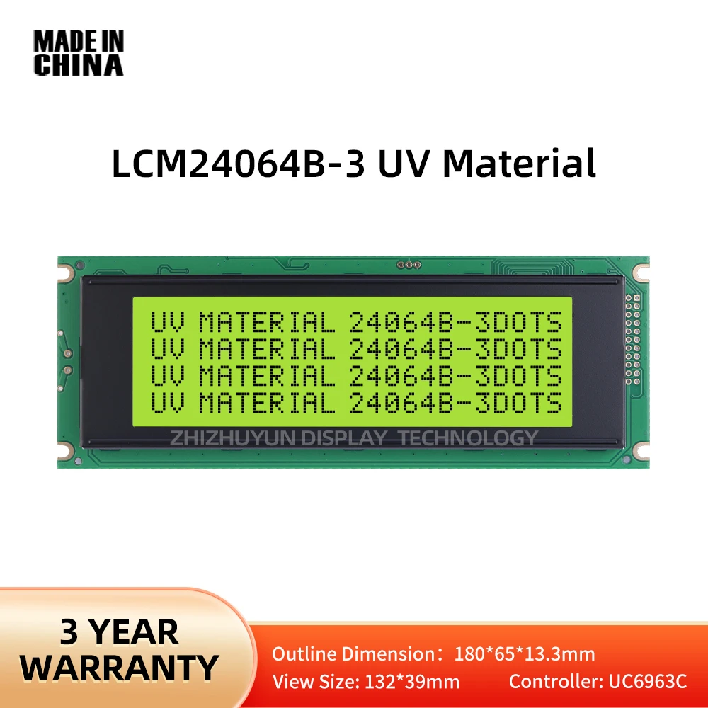 LCM24064B-3 UV Material LCD Display Module Yellow Green Film 5V LCM Monochrome Screen Module With Three Year Warranty