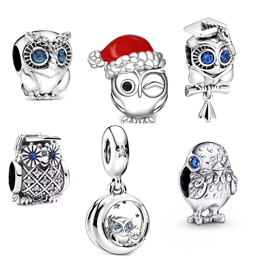 Hot Sale Always By Your Side Wise Owl Dangle Charm Bead For Women Fit Original European Silver 925 Bracelet Necklace DIY Jewelry